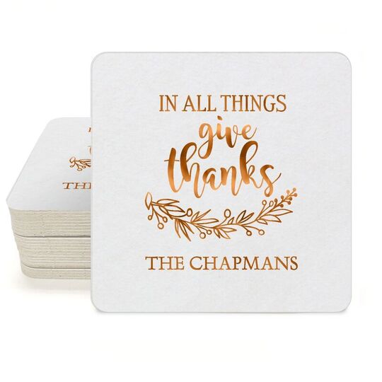 Give Thanks Square Coasters